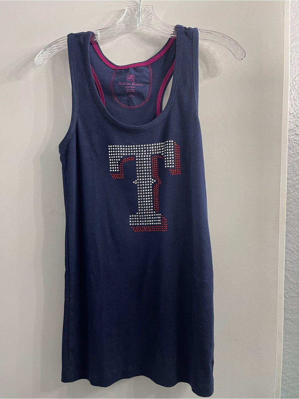 Women’s Texans Football Blinged “T” Tan Top Sz 2 XL